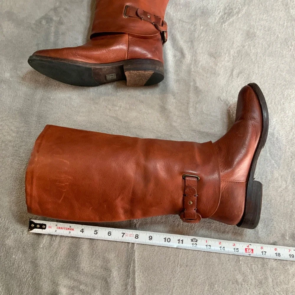 Frye Shirley Over The Knee Cognac Leather Riding Boots 77827 Womens 7.5B